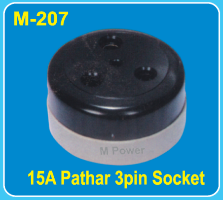 M-207 | M Power 15A Pathar 3Pin Socket
